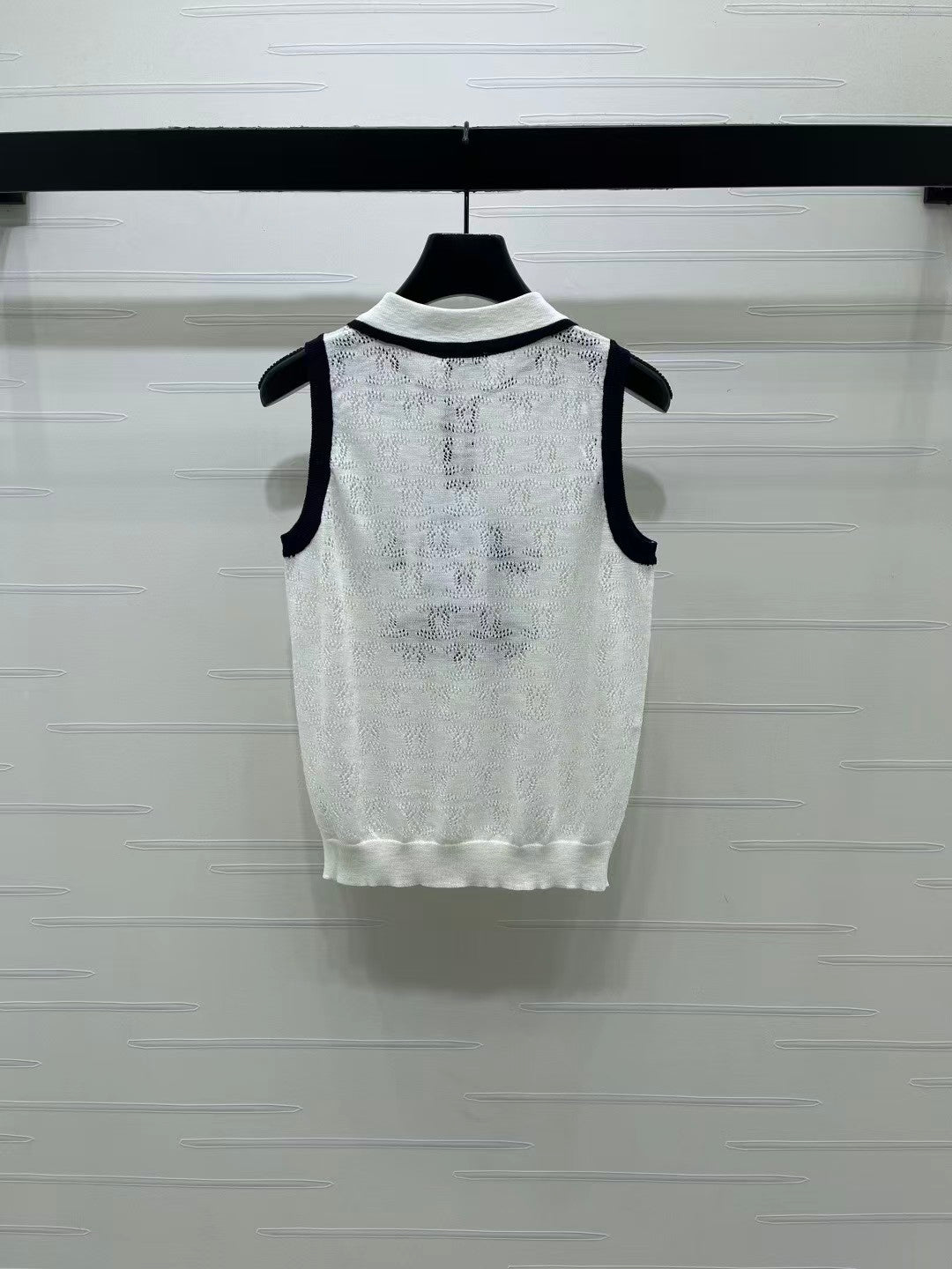 26SS Jacquard Cut-out Collared Knit Vest