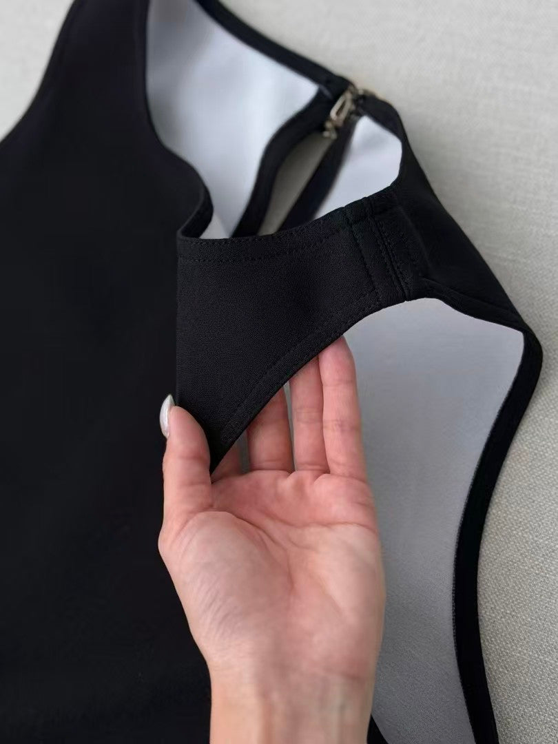 New 26SS Black Sleeveless Dress