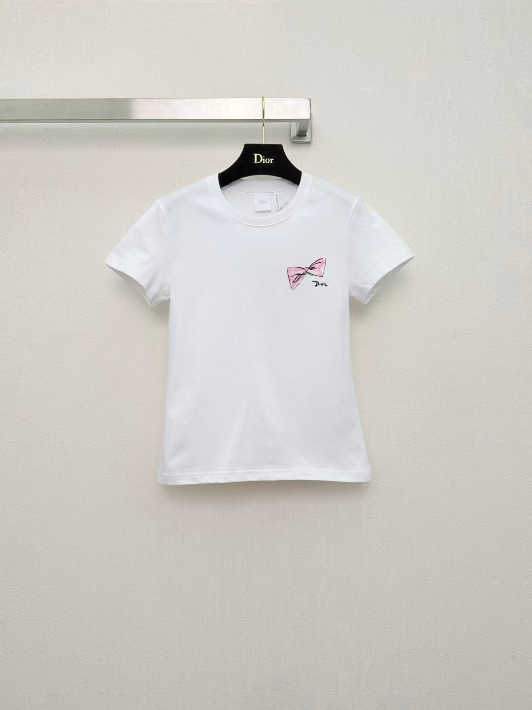 26 New Bow-Print Crew-Neck Short-Sleeve Top