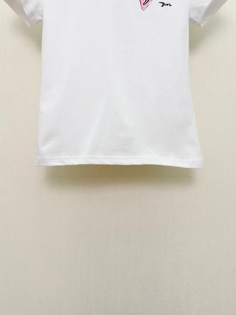 26 New Bow-Print Crew-Neck Short-Sleeve Top