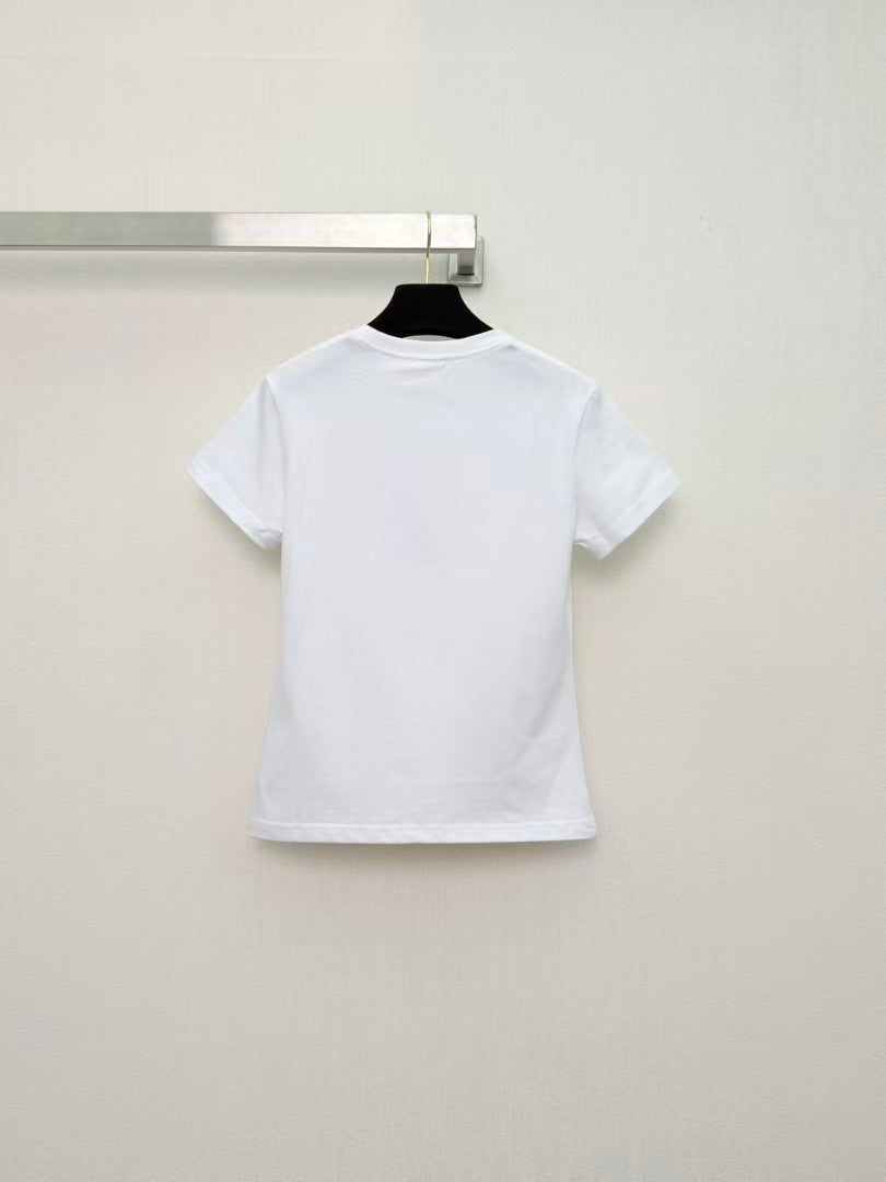 26 New Bow-Print Crew-Neck Short-Sleeve Top