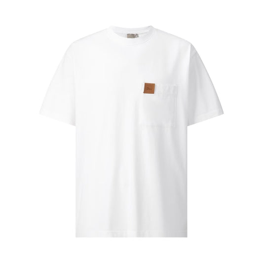 26 New Washed & Distressed T-Shirt with Pocket and Leather Patch