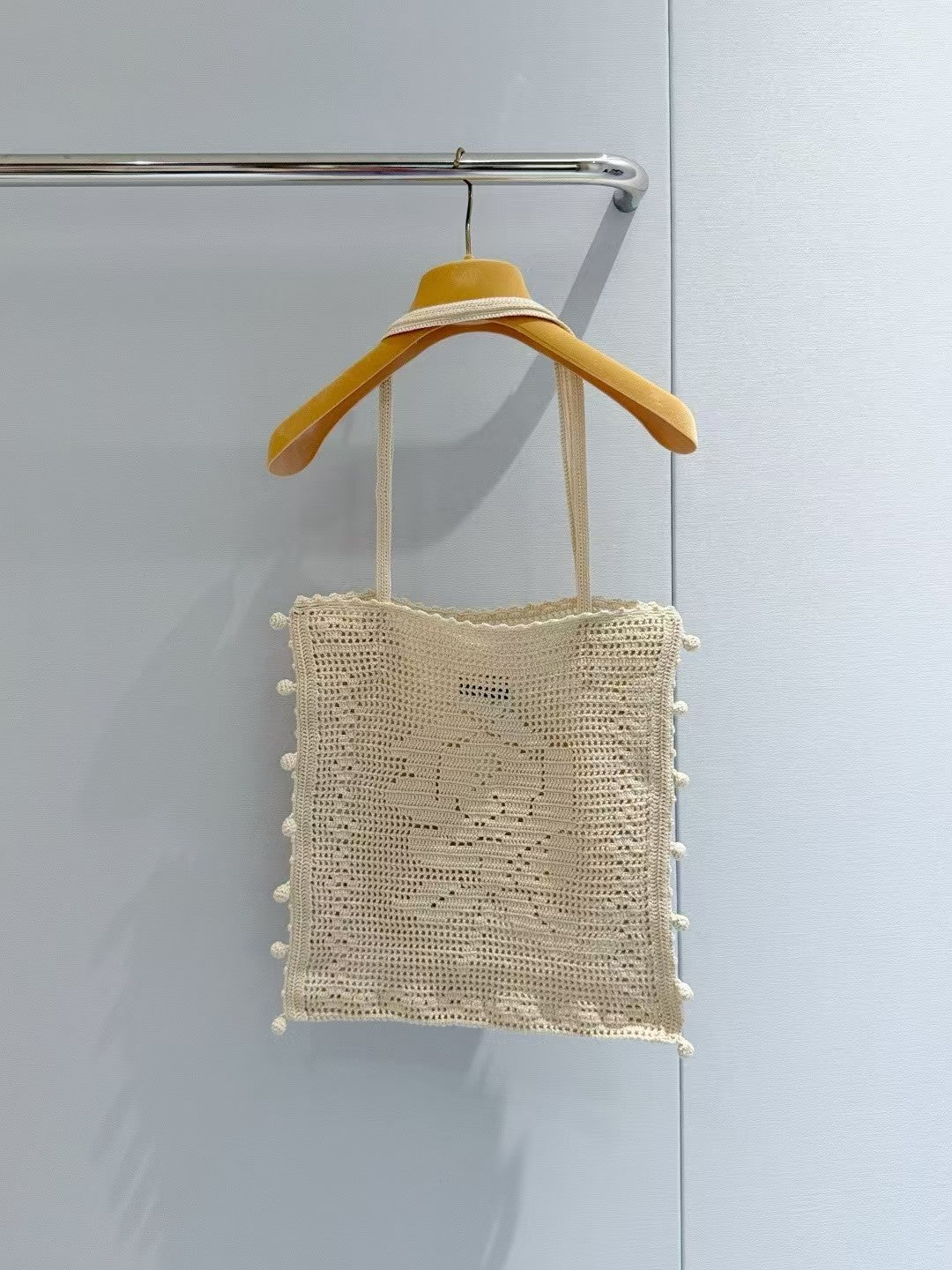 New off-white crochet tote bag