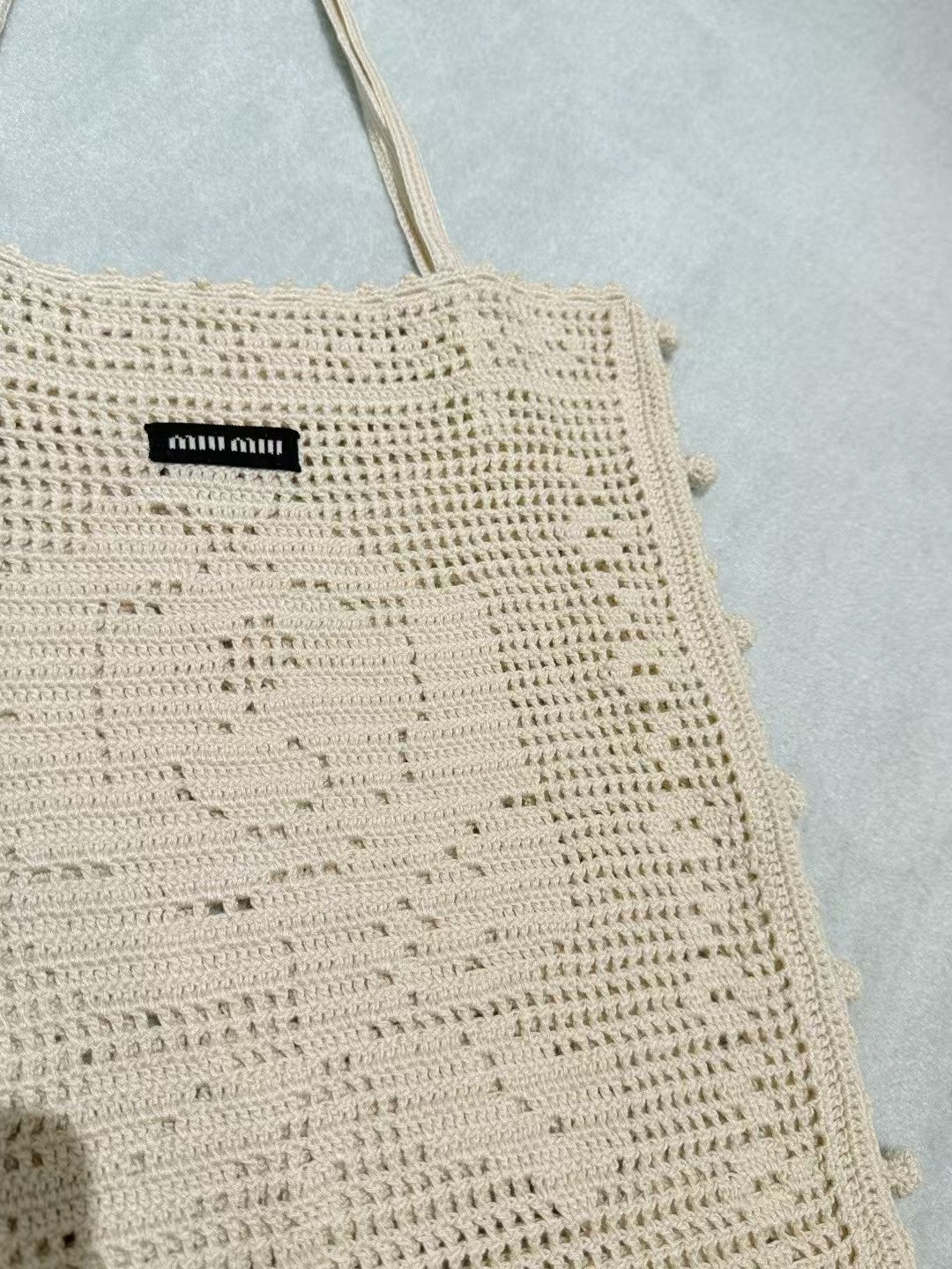 New off-white crochet tote bag