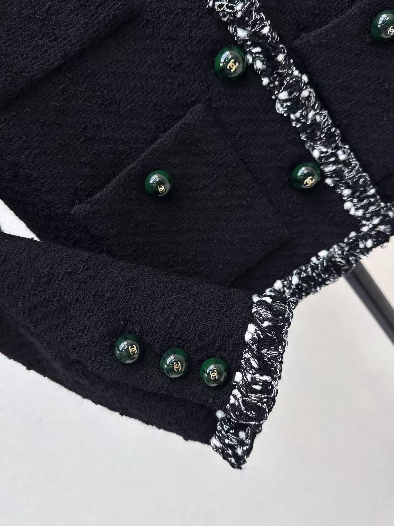 26 New Black Tweed Crew-Neck Knit Jacket