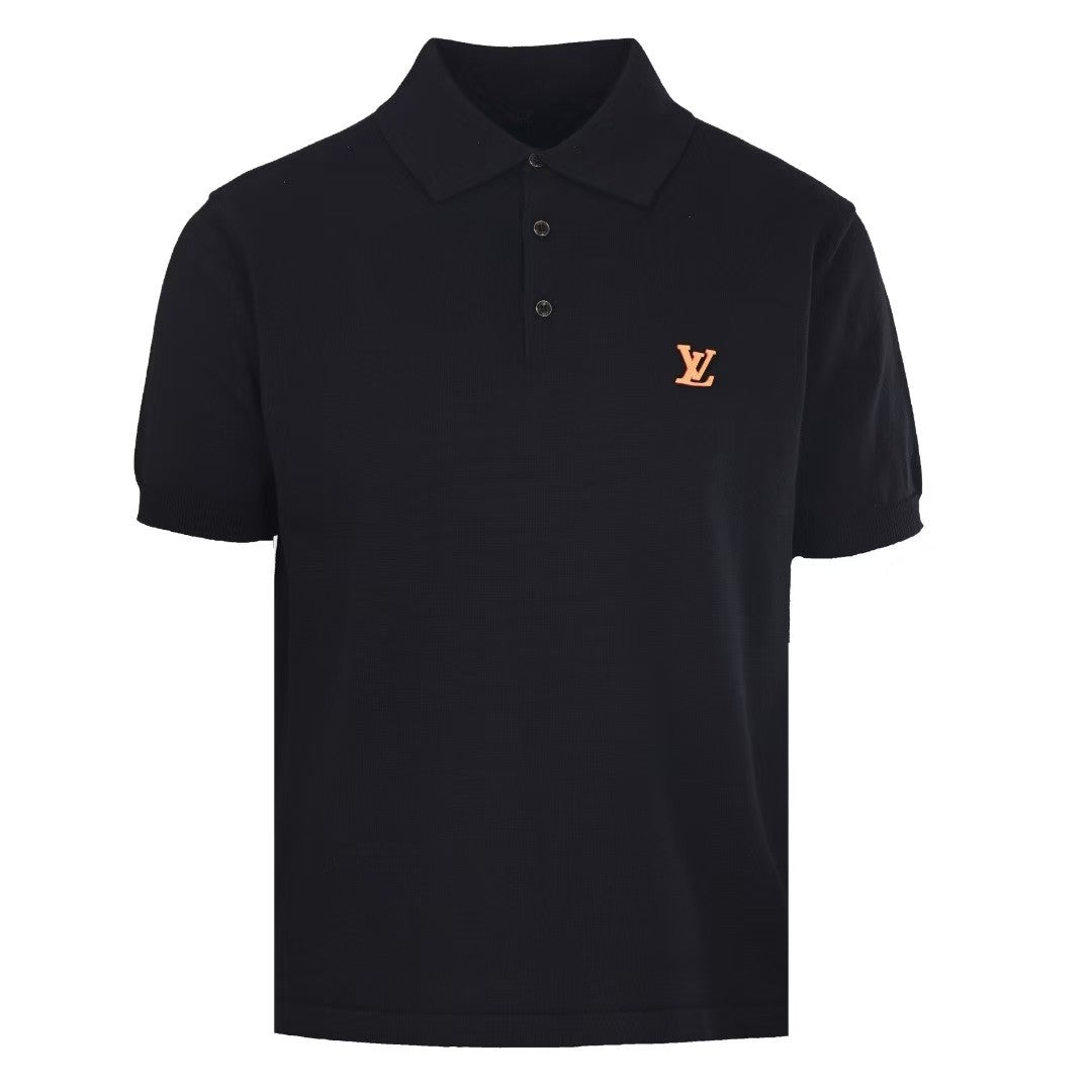 26 Leather Knit Button Polo Short-Sleeve Shirt