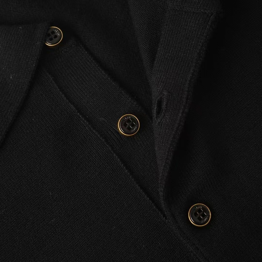 26 Leather Knit Button Polo Short-Sleeve Shirt