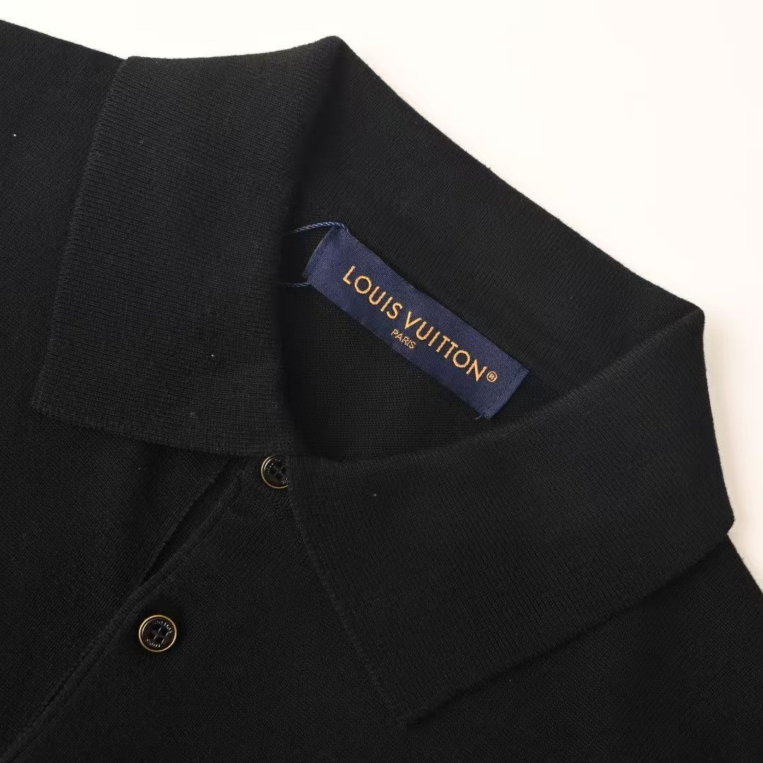 26 Leather Knit Button Polo Short-Sleeve Shirt