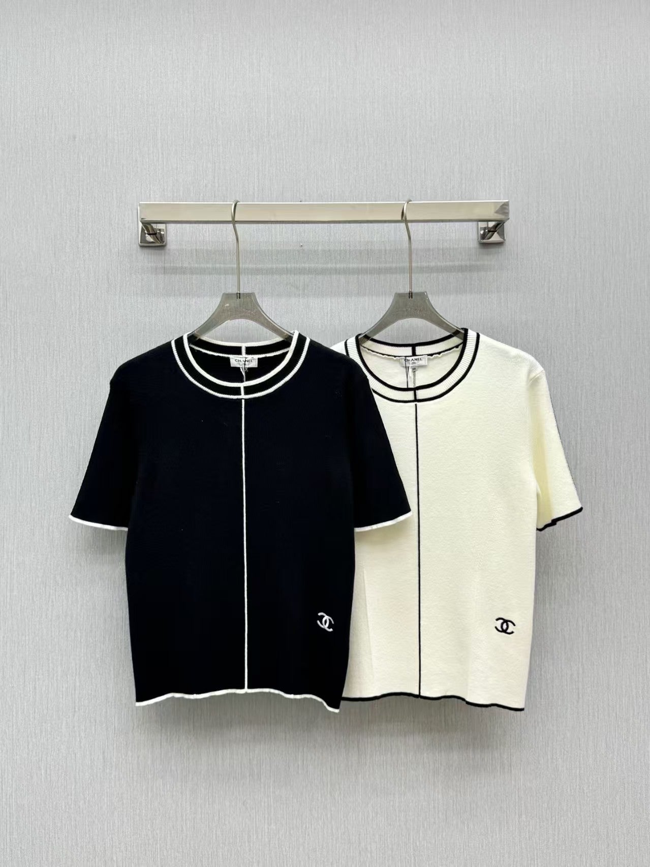 26fw New Color Block Striped Knit Short-Sleeve T-Shirt