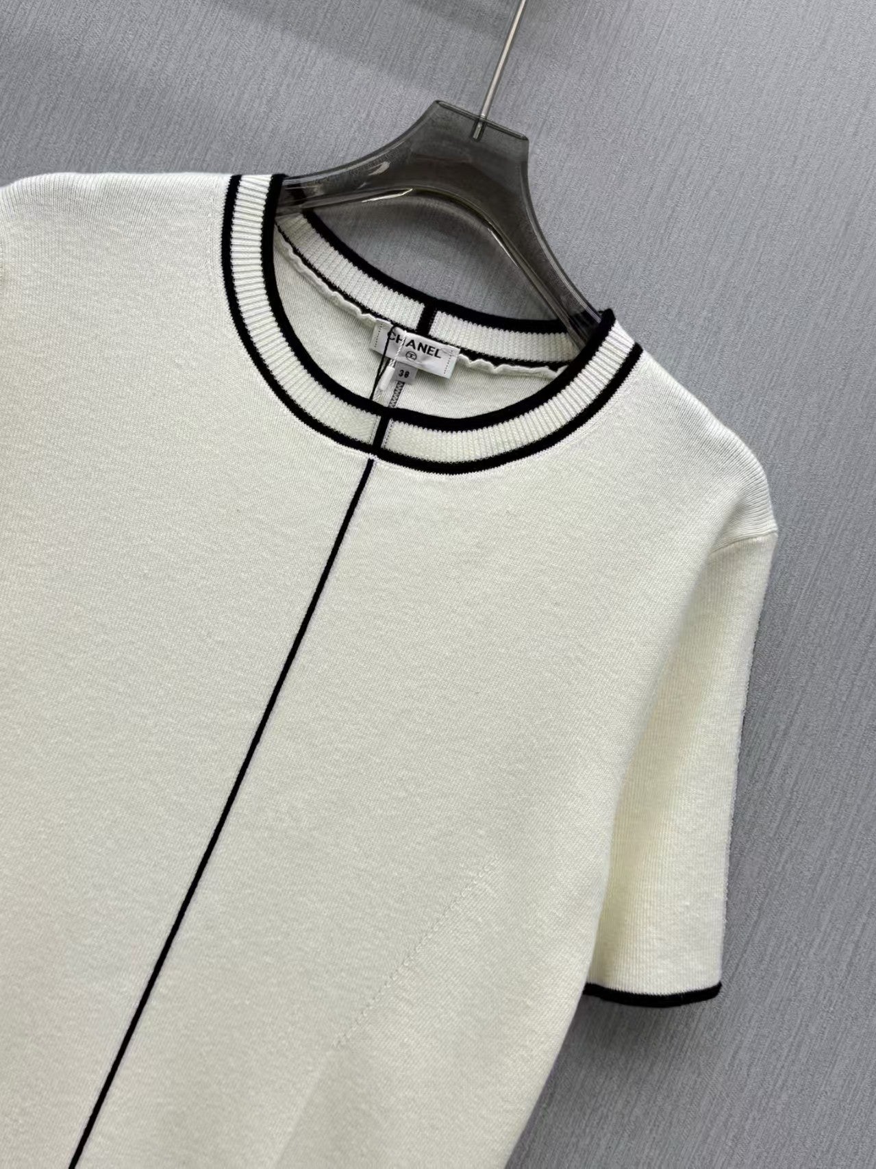 26fw New Color Block Striped Knit Short-Sleeve T-Shirt