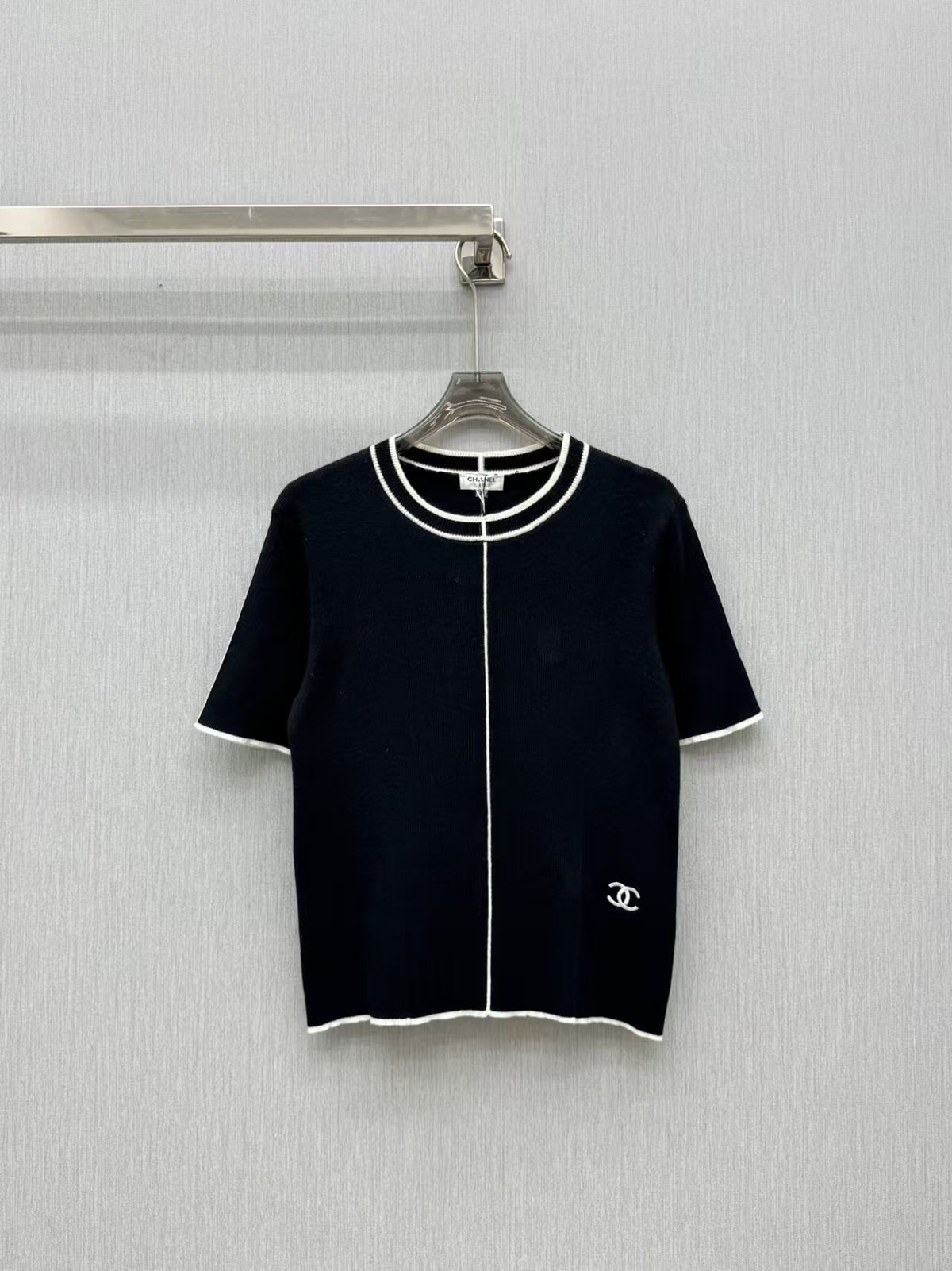26fw New Color Block Striped Knit Short-Sleeve T-Shirt