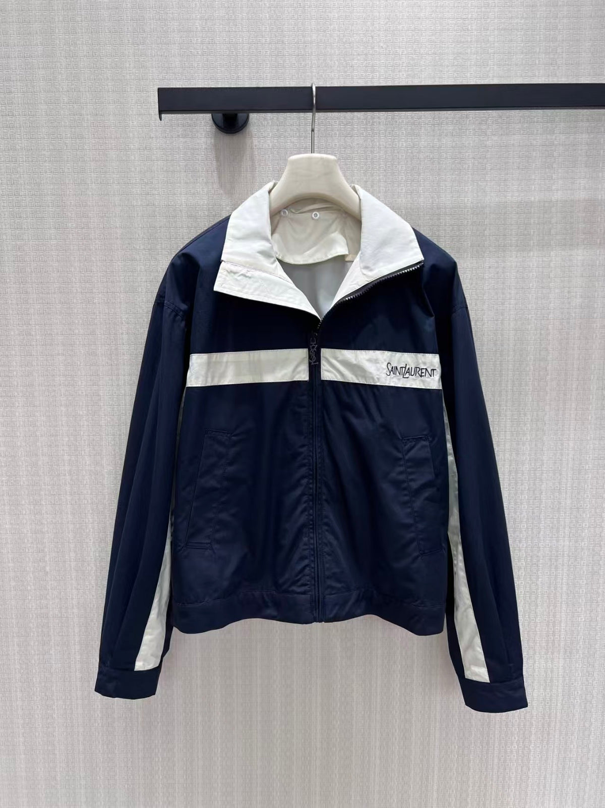 26fw New Navy Blue Color Block Jacket