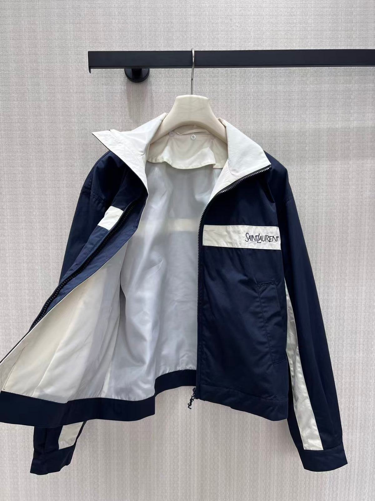 26fw New Navy Blue Color Block Jacket