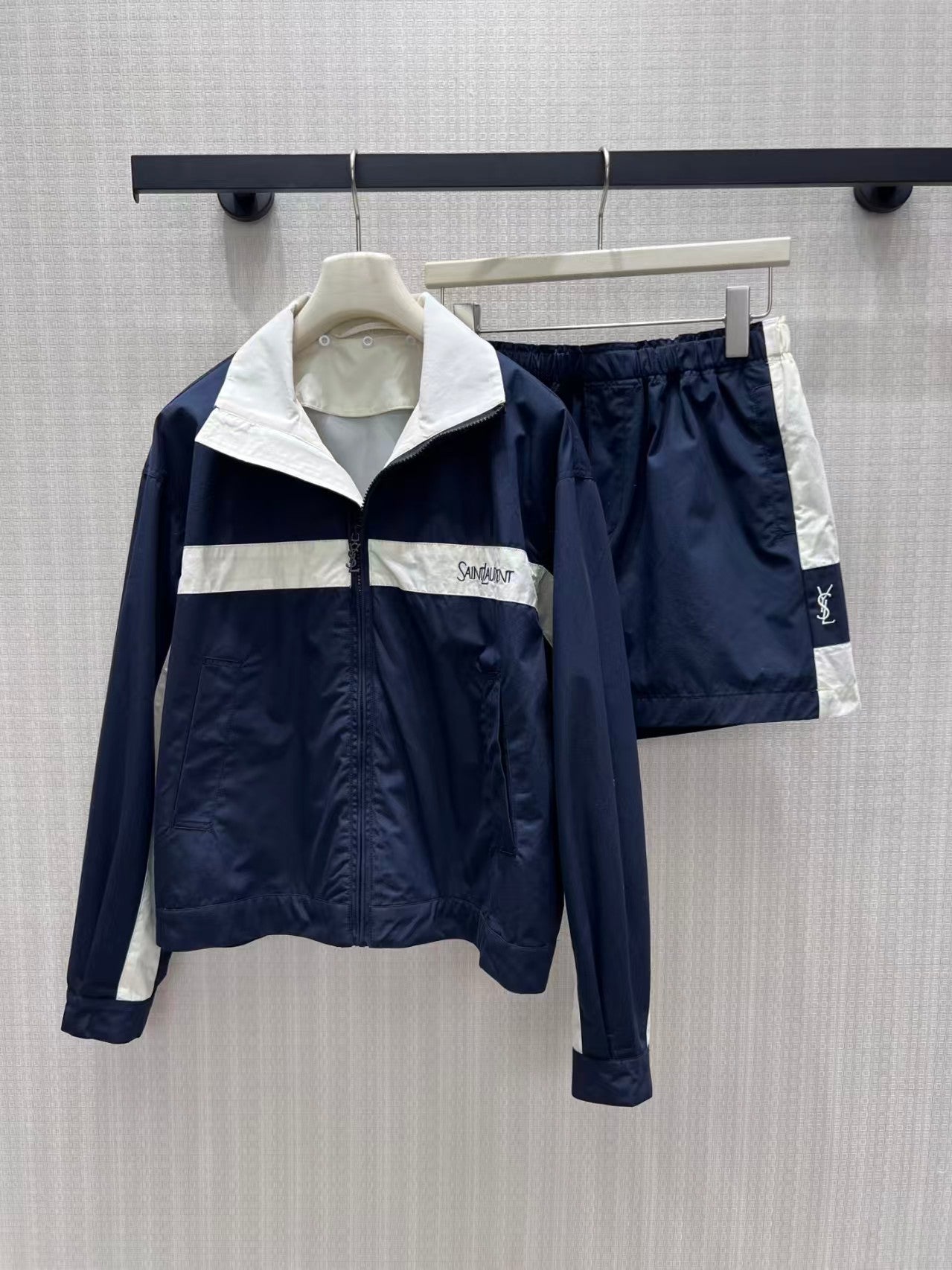 26fw New Navy Blue Color Block Jacket