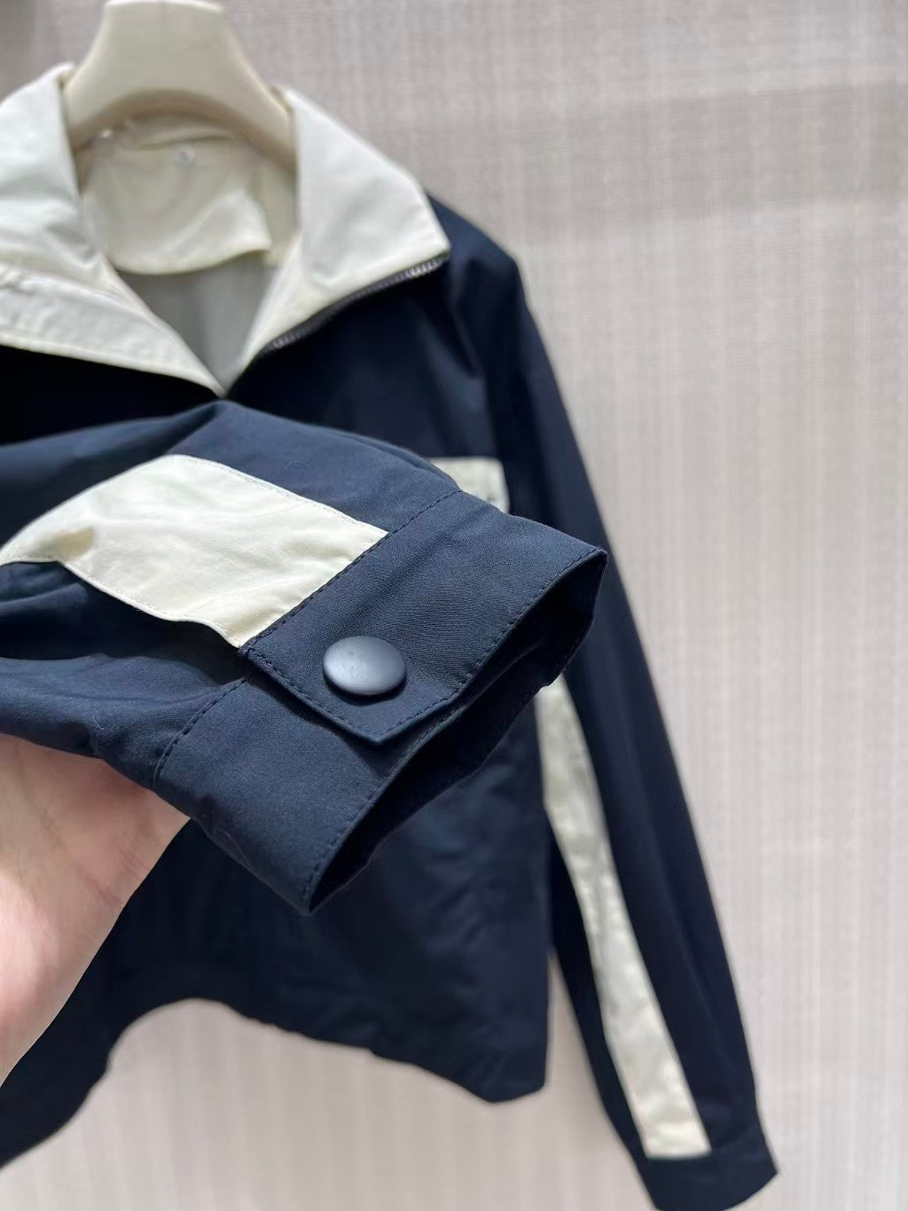26fw New Navy Blue Color Block Jacket