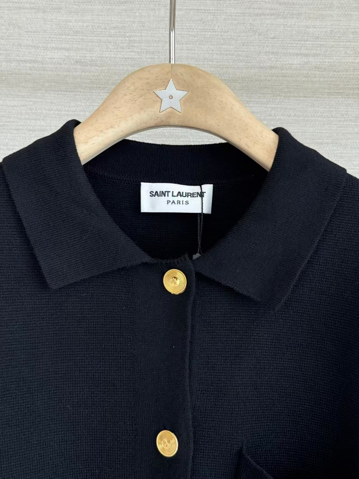 26fw New Black Collared Knit Cardigan