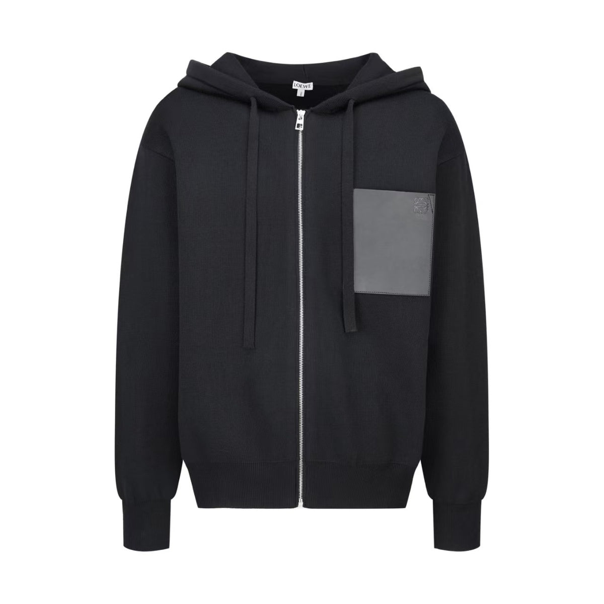 26 New Leather Label Pocket Knit Zipper Hoodie