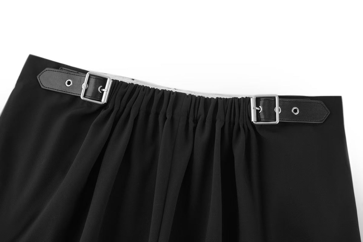 26 New style leather-label elastic waist pants