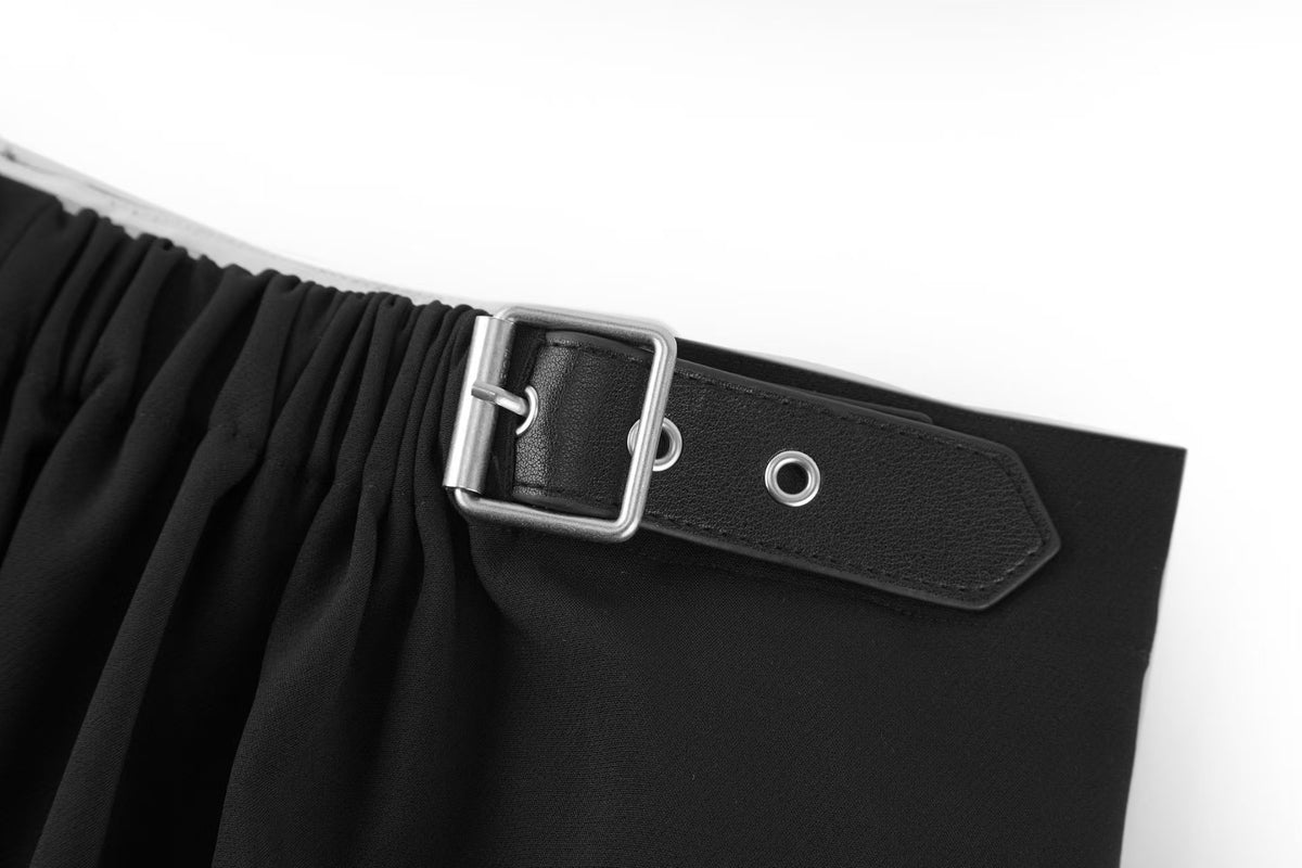 26 New style leather-label elastic waist pants