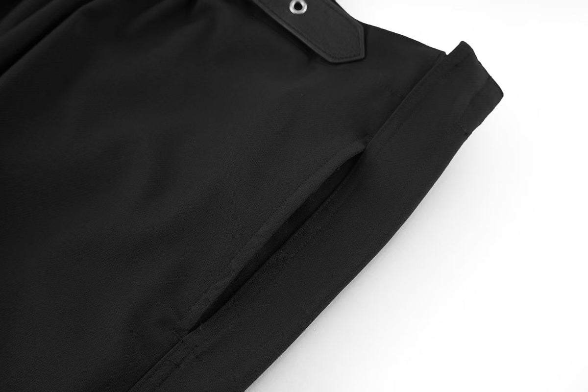 26 New style leather-label elastic waist pants