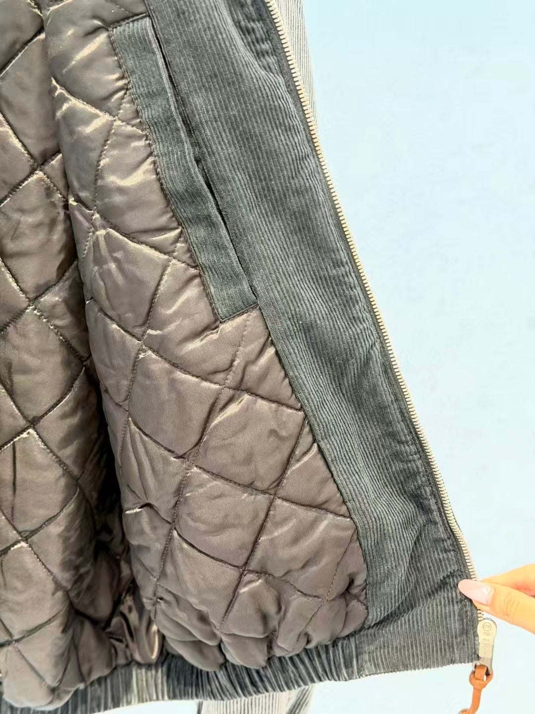 26FW New Velvet-Lined Denim Padded Jacket with Wool Collar