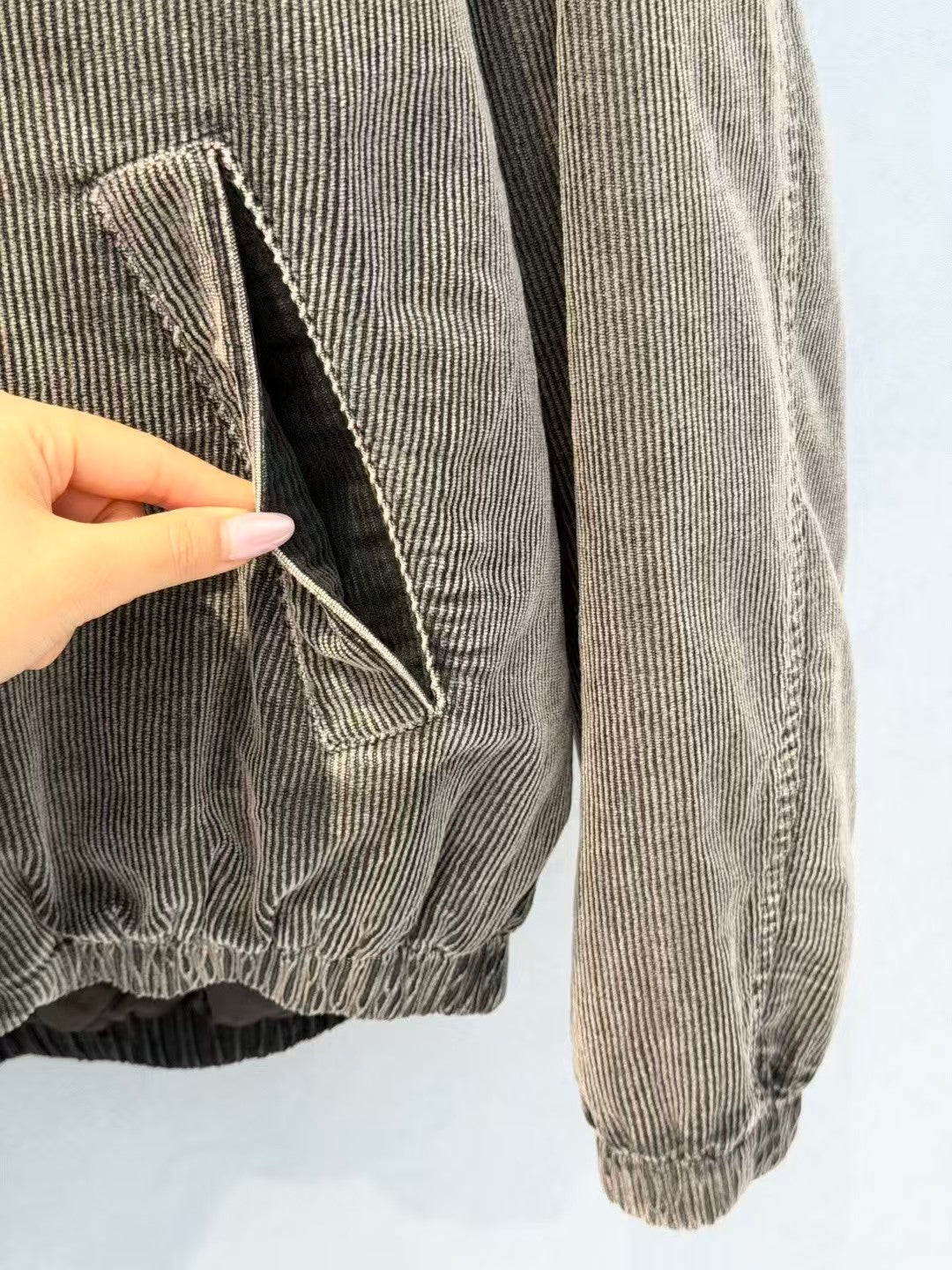 26FW New Velvet-Lined Denim Padded Jacket with Wool Collar