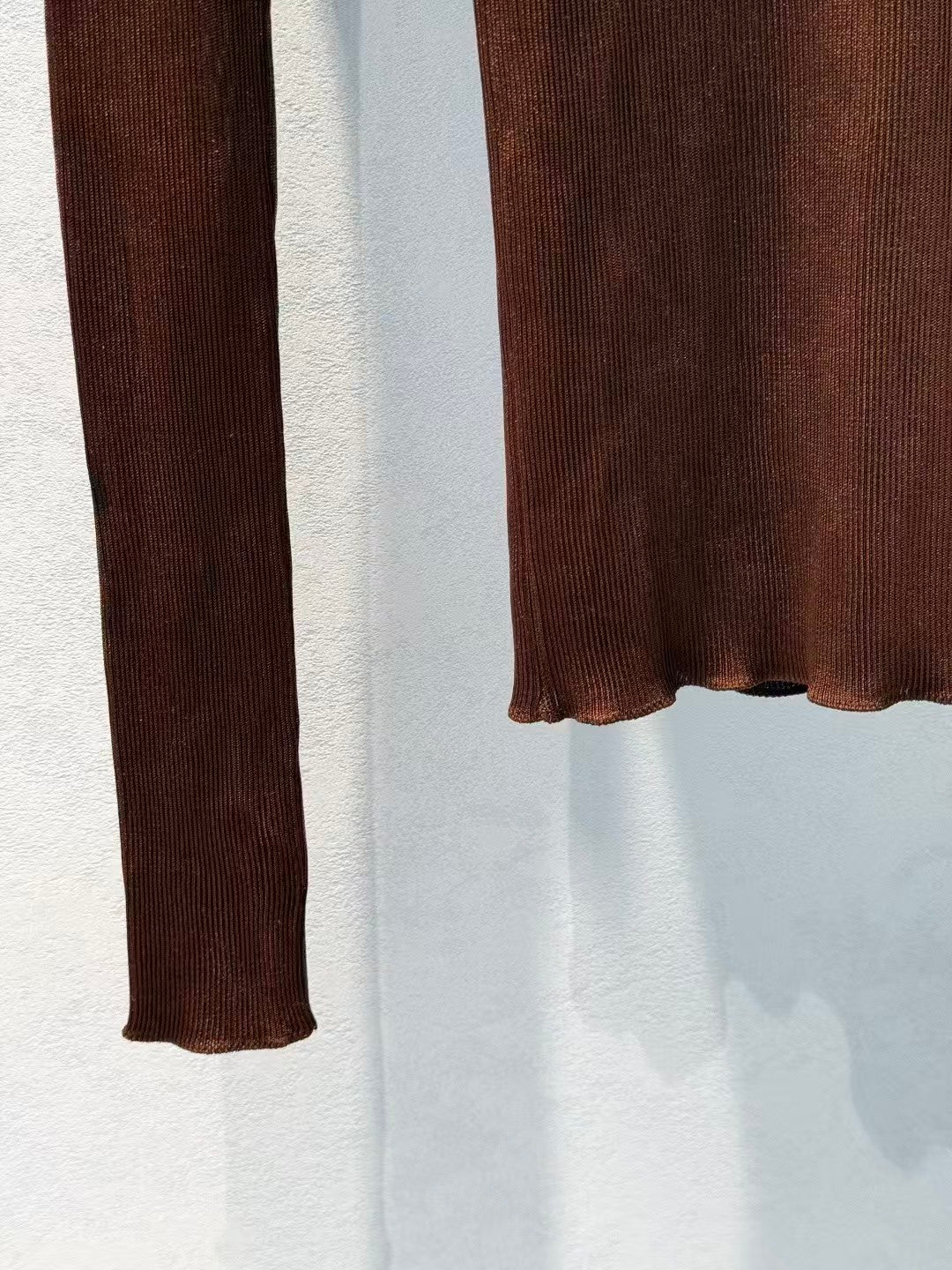 26FW New Long-Sleeve Silk Top with Gold Logo