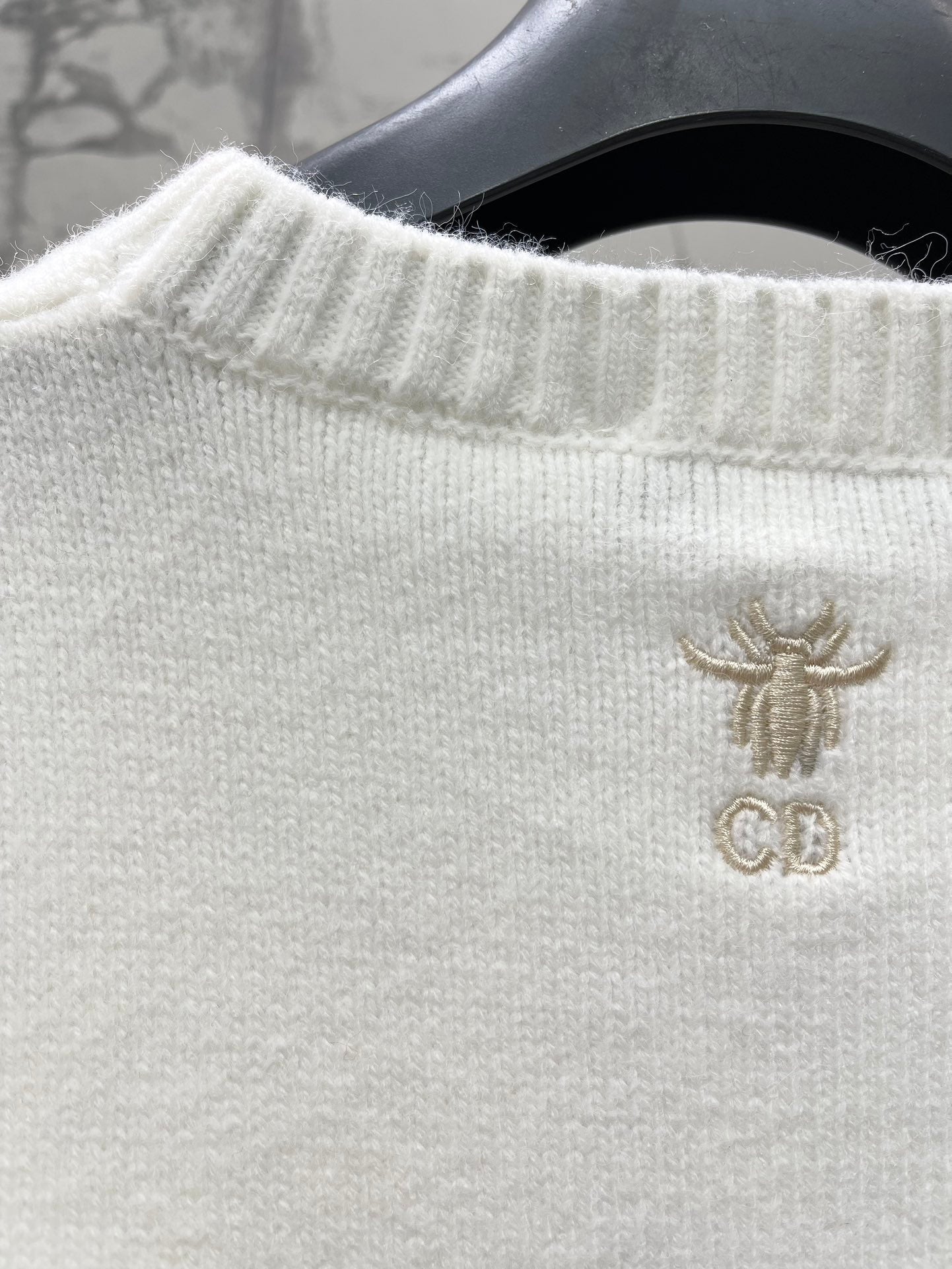 Embroidered rhinestone knit sweater