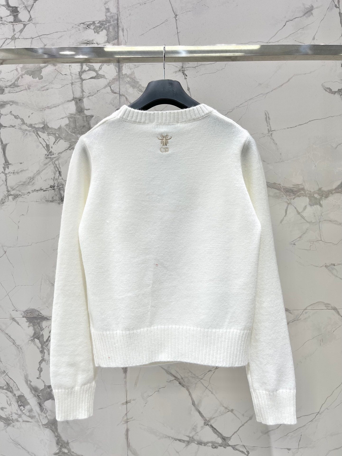 Embroidered rhinestone knit sweater