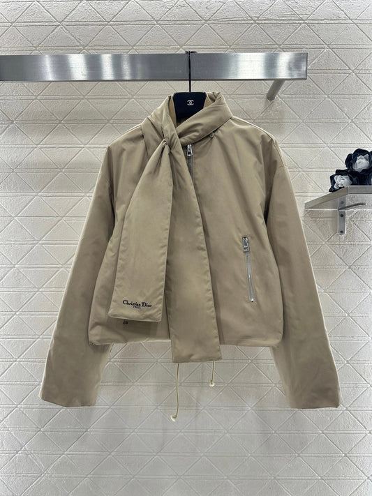 Scarf-collar padded cotton jacket