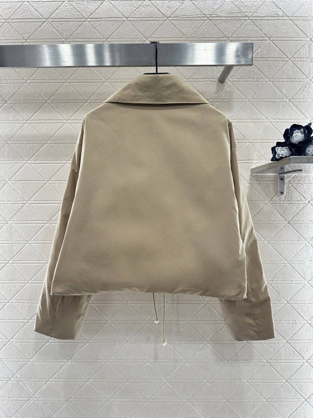 Scarf-collar padded cotton jacket