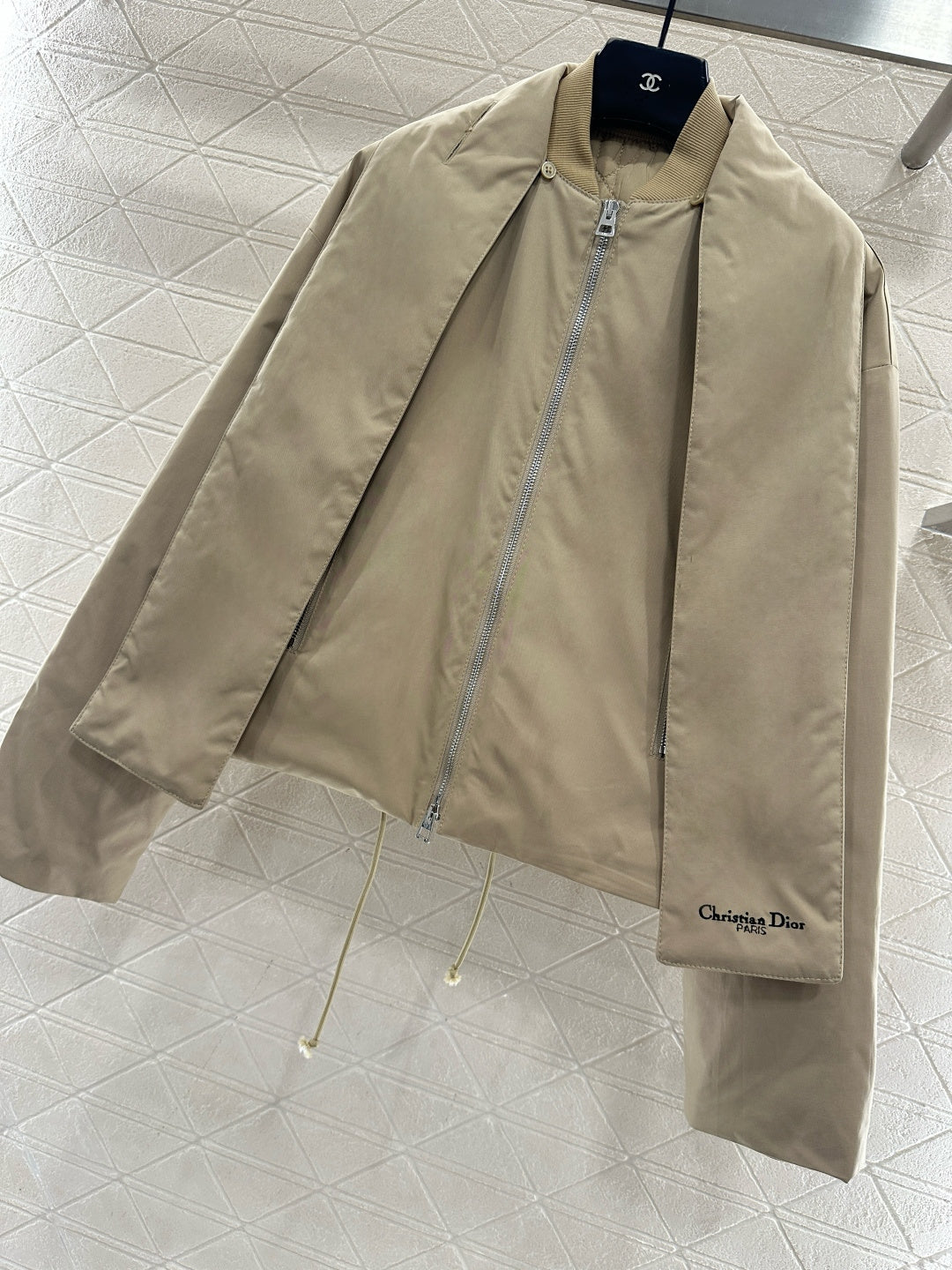 Scarf-collar padded cotton jacket