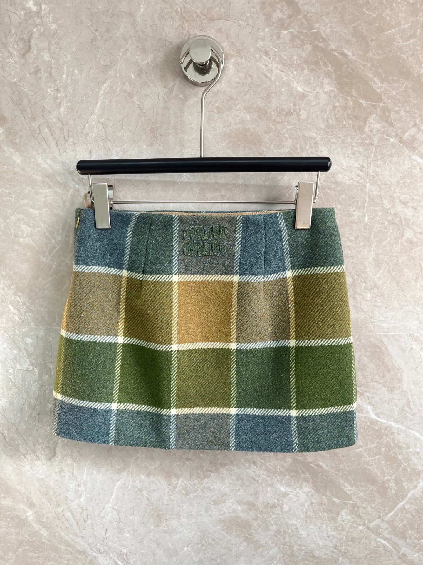 New checkered split-hem mini skirt