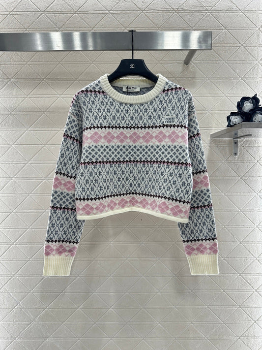 crew neck Fair Isle pullover sweater