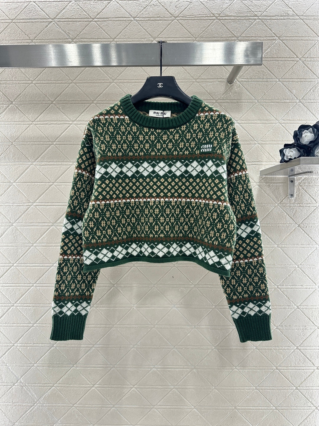 crew neck Fair Isle pullover sweater