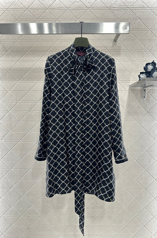 Silk dress with flowing ribbons