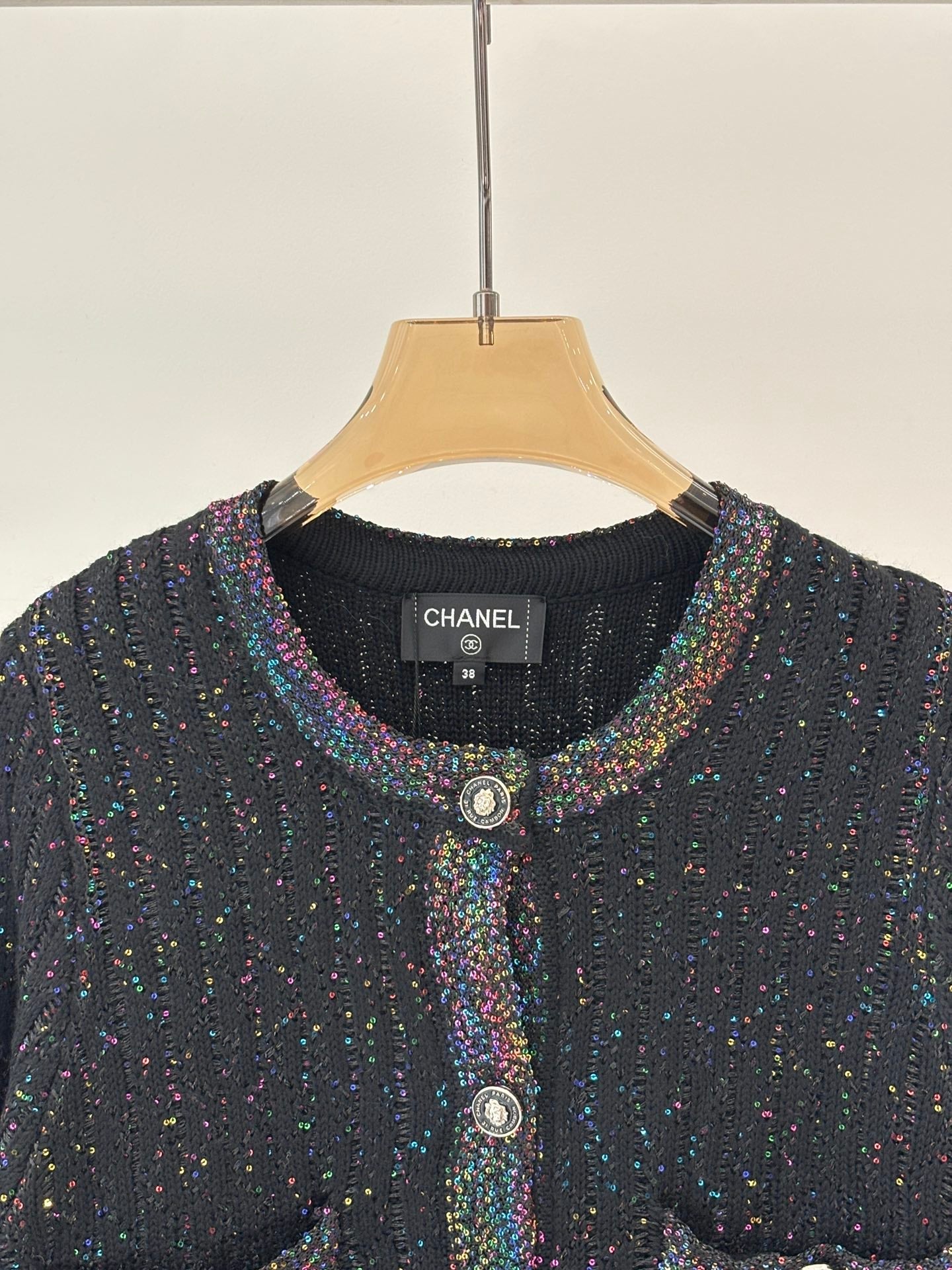 Logo contrasting color jacquard heavy-knit cardigan
