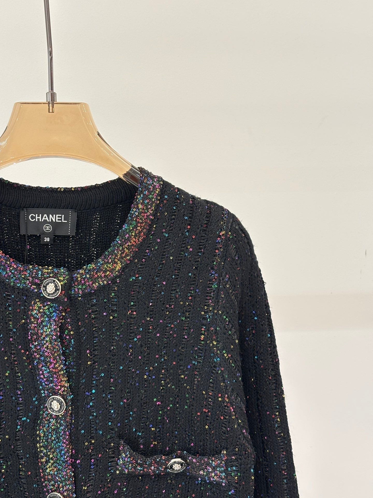 Logo contrasting color jacquard heavy-knit cardigan