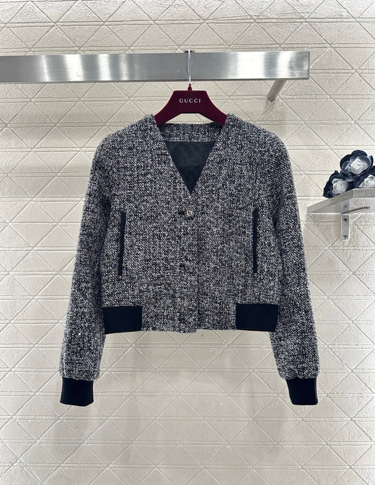 Gray tweed jacket and skirt set