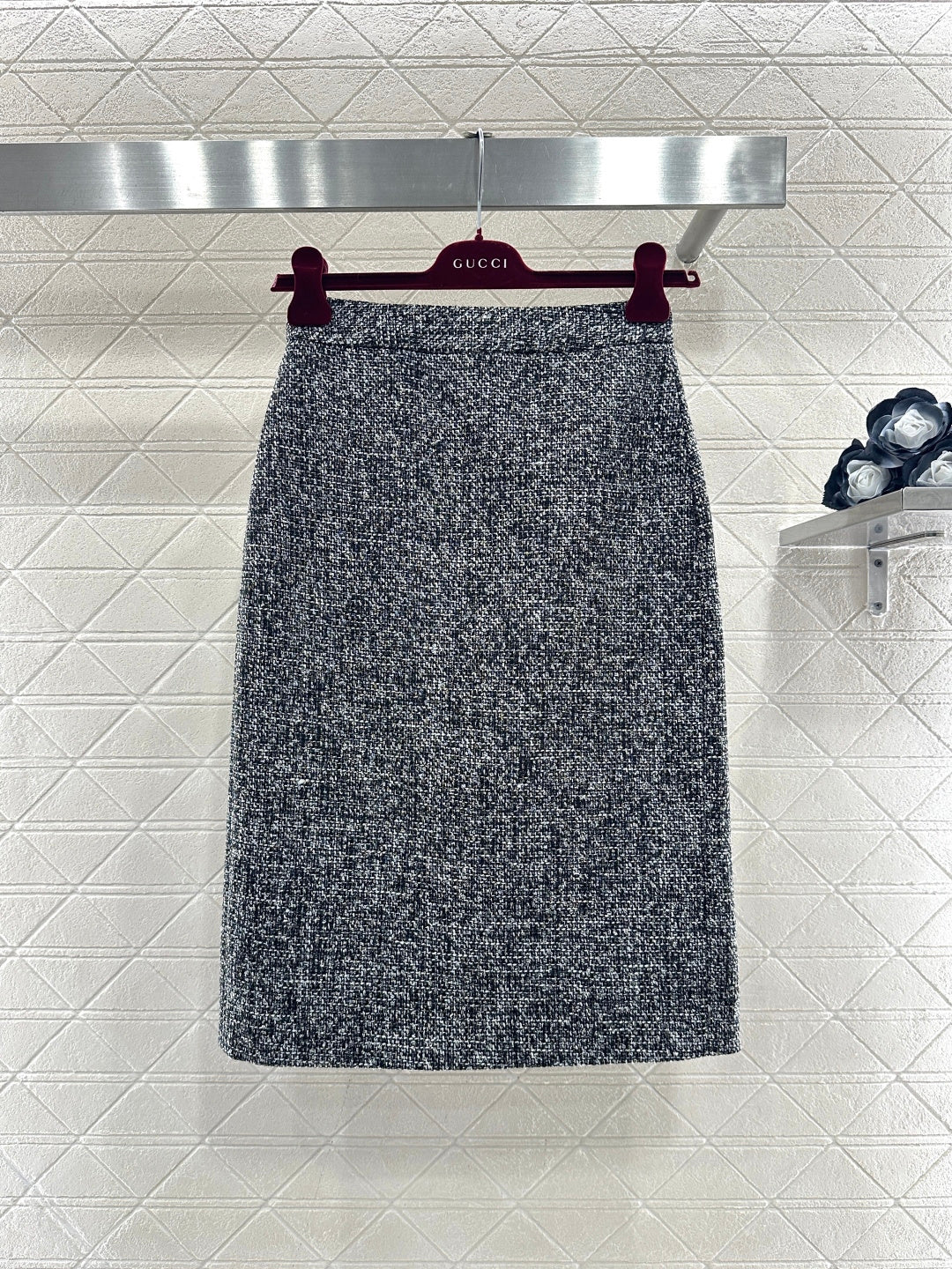 Gray tweed jacket and skirt set