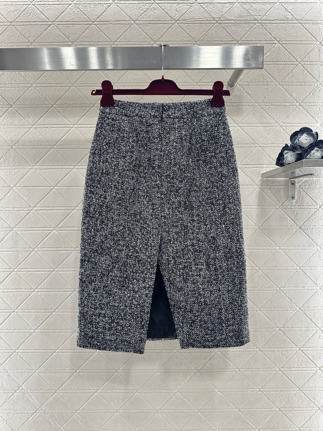 Gray tweed jacket and skirt set