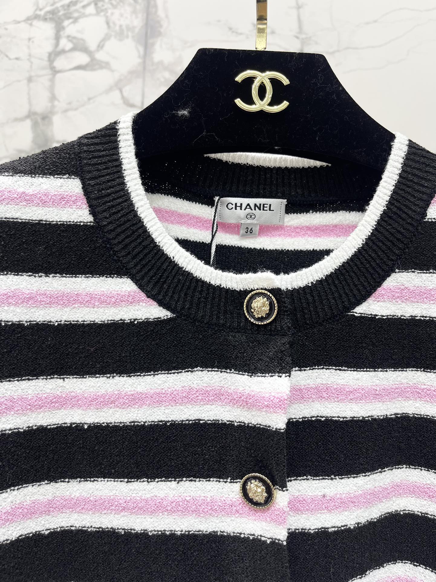 Striped color-block knit cardigan