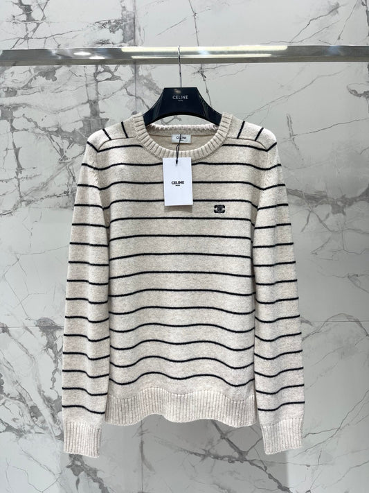 Striped wool crew neck sweater