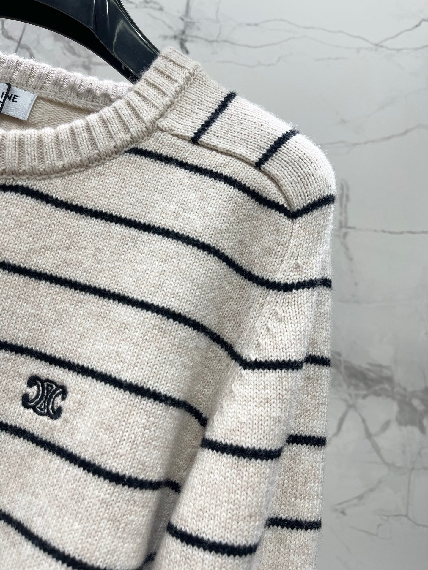 Striped wool crew neck sweater