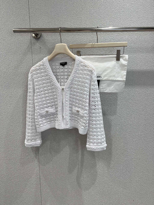 Openwork crochet knit cardigan