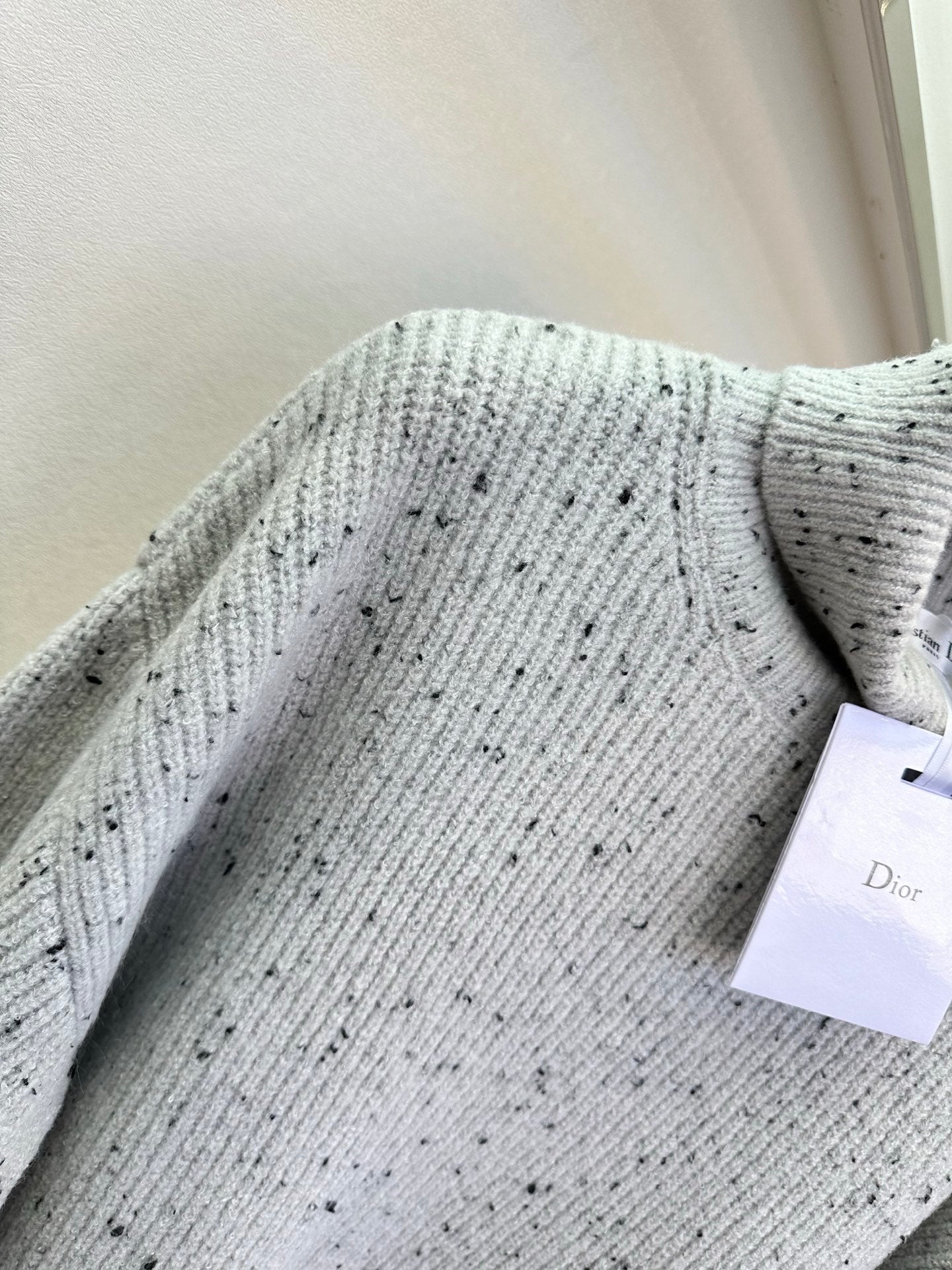 Gray polka dot knitted sweater
