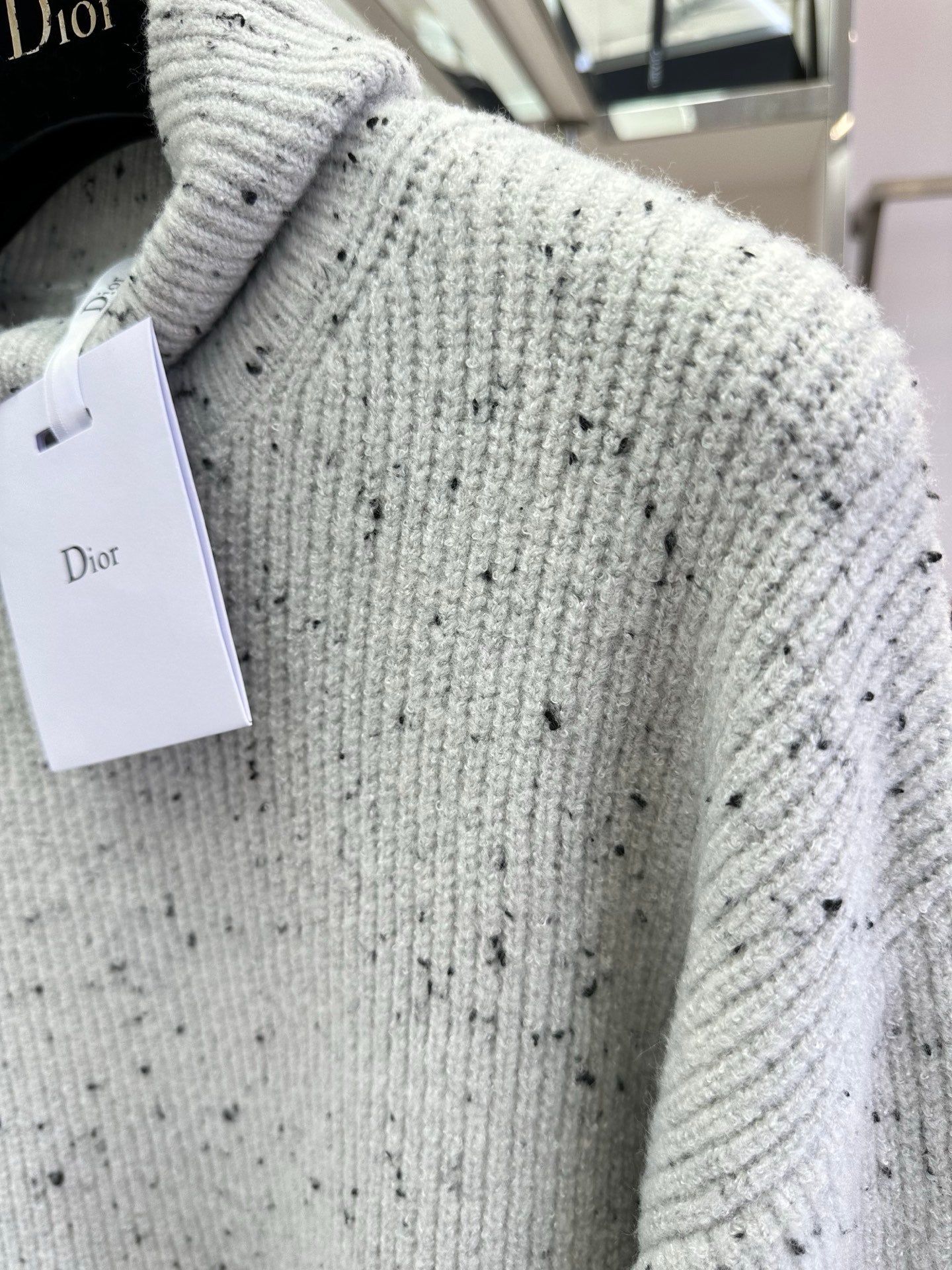 Gray polka dot knitted sweater