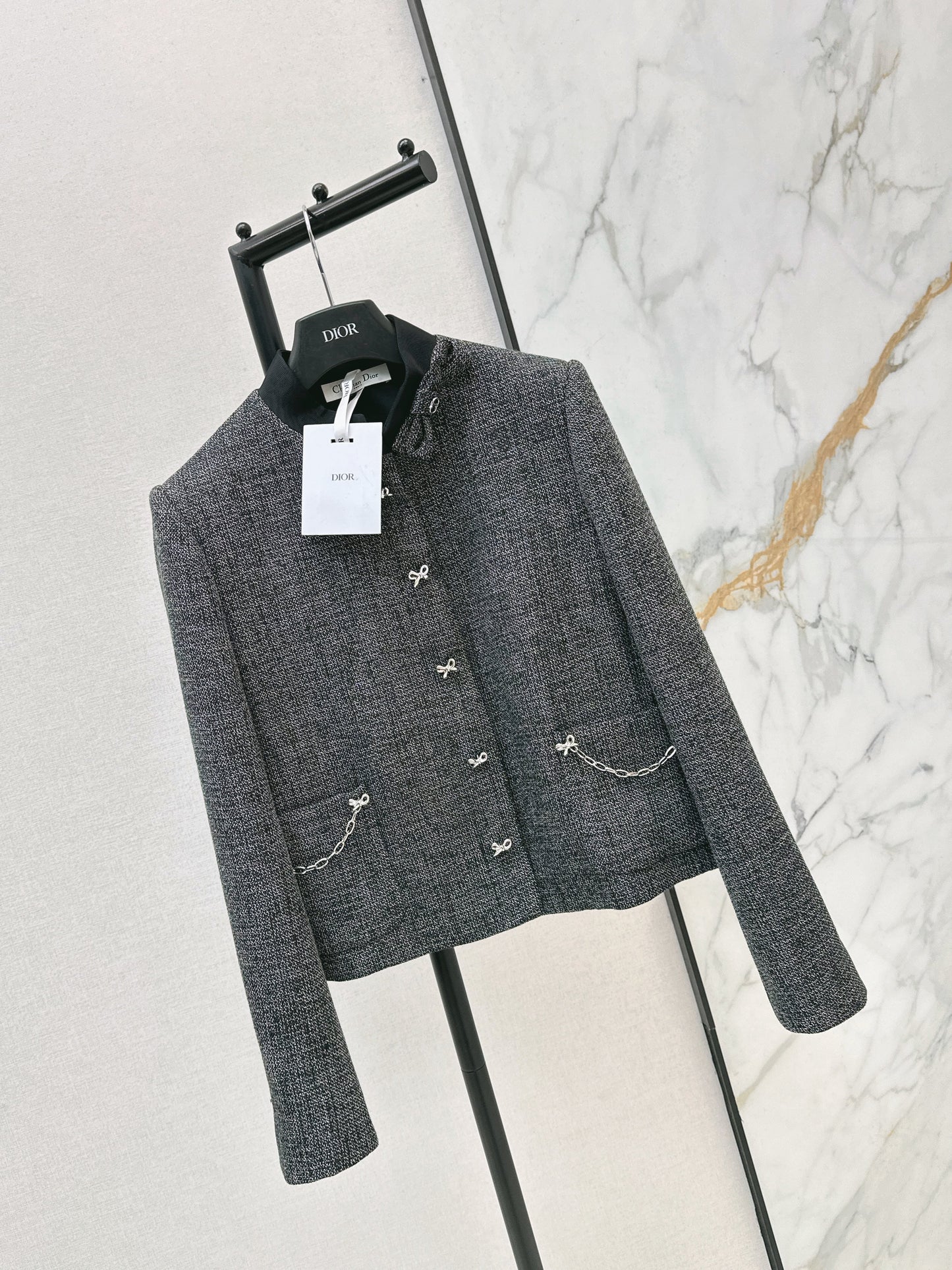 New gray jacket with chain embellishments