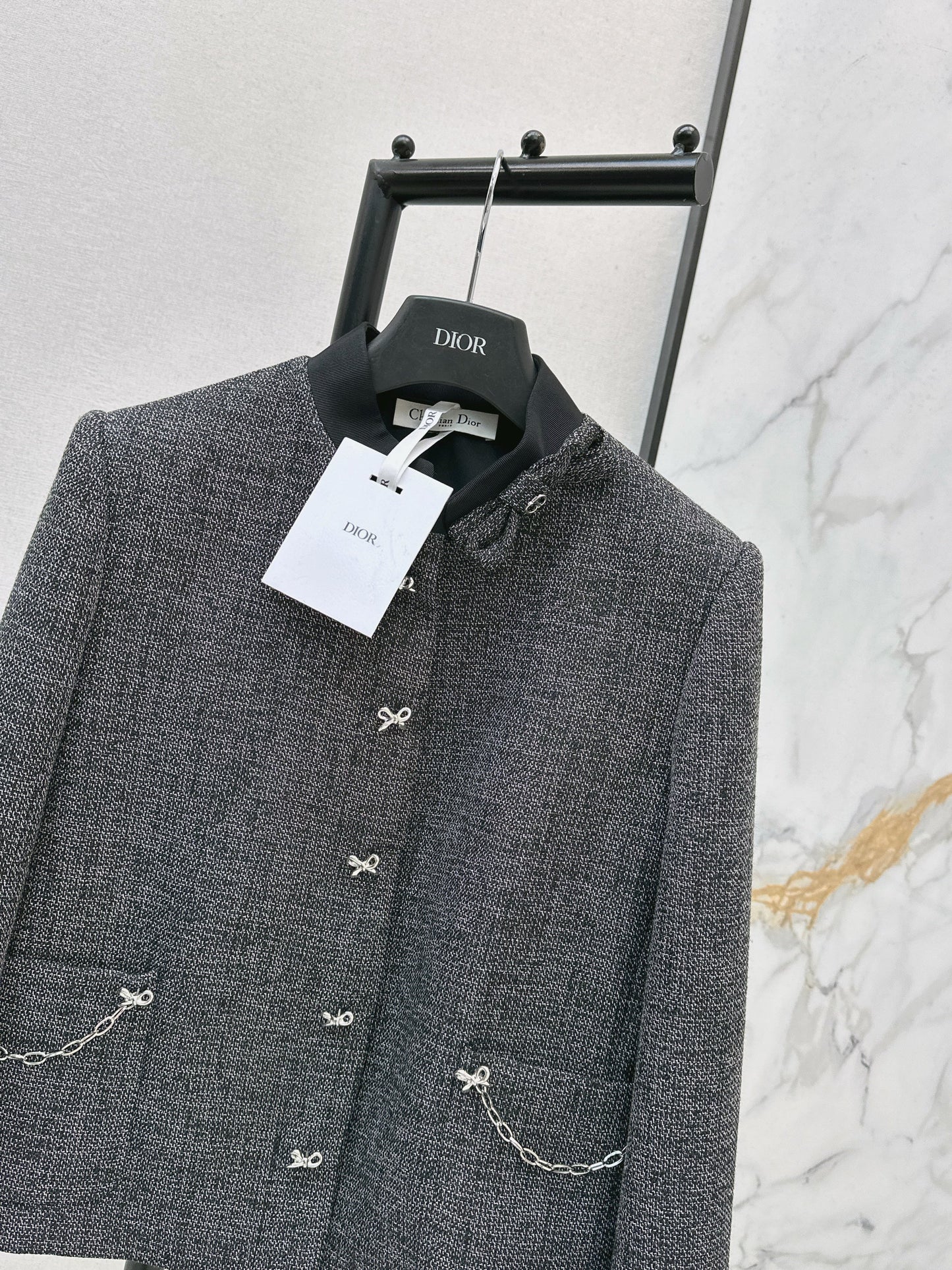 New gray jacket with chain embellishments