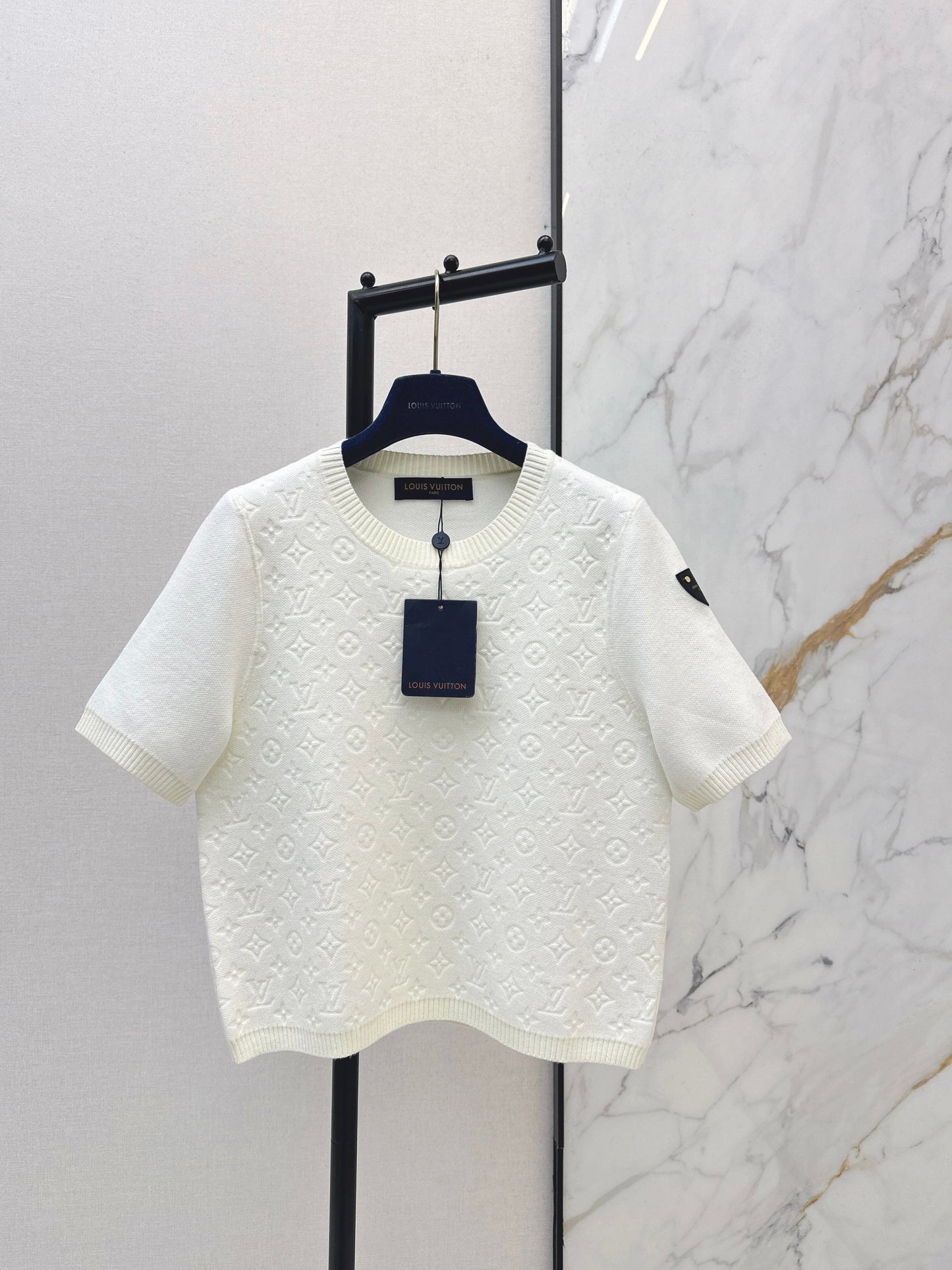 Jacquard monogram knit short-sleeved shirt